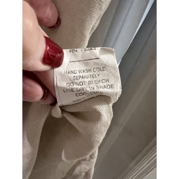 Marina Gigli Tan Linen Made In Italy Pleated Front Tunic Top Sz L - Picture 5 of 6